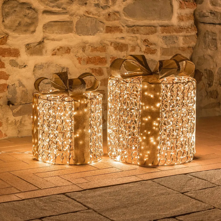 Cadeau 3D cylindrique rose led